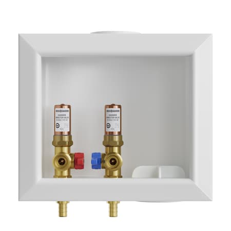 Jones Stephens Washing Machine Box, Right Outlet with Water Hammer Arrestor, 1/2in. F1807 PEX Connection B05748